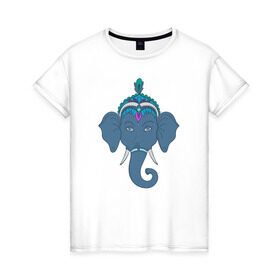 Женская футболка хлопок с принтом Слон в Петрозаводске, 100% хлопок | прямой крой, круглый вырез горловины, длина до линии бедер, слегка спущенное плечо | индия | слон