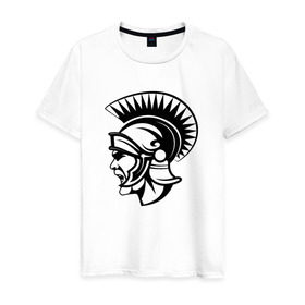 Мужская футболка хлопок с принтом Римский воин в Петрозаводске, 100% хлопок | прямой крой, круглый вырез горловины, длина до линии бедер, слегка спущенное плечо. | rome | воин | война | история | римский воинрим | солдат | шлем