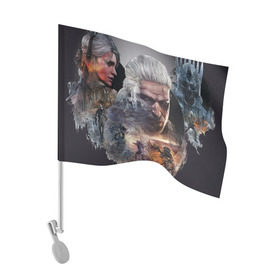 Флаг для автомобиля с принтом Игромир в Петрозаводске, 100% полиэстер | Размер: 30*21 см | ведьмак