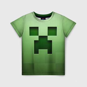 Детская футболка 3D с принтом Minecraft в Петрозаводске, 100% гипоаллергенный полиэфир | прямой крой, круглый вырез горловины, длина до линии бедер, чуть спущенное плечо, ткань немного тянется | Тематика изображения на принте: крипер