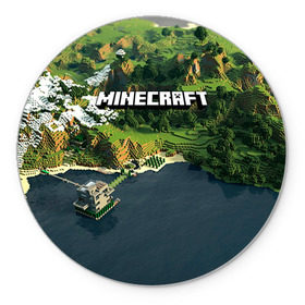 Коврик круглый с принтом Minecraft в Петрозаводске, резина и полиэстер | круглая форма, изображение наносится на всю лицевую часть | крипер