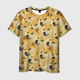 Мужская футболка 3D с принтом Doge в Петрозаводске, 100% полиэфир | прямой крой, круглый вырез горловины, длина до линии бедер | Тематика изображения на принте: doge