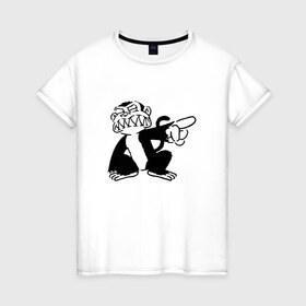 Женская футболка хлопок с принтом Злая обезьяна в Петрозаводске, 100% хлопок | прямой крой, круглый вырез горловины, длина до линии бедер, слегка спущенное плечо | 