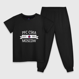 Детская пижама хлопок с принтом ЦСКА Москва 1911 в Петрозаводске, 100% хлопок |  брюки и футболка прямого кроя, без карманов, на брюках мягкая резинка на поясе и по низу штанин
 | цска