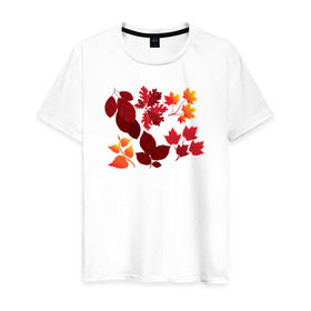 Мужская футболка хлопок с принтом Листья в Петрозаводске, 100% хлопок | прямой крой, круглый вырез горловины, длина до линии бедер, слегка спущенное плечо. | 