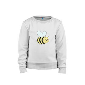 Детский свитшот хлопок с принтом Пчёлка в Петрозаводске, 100% хлопок | круглый вырез горловины, эластичные манжеты, пояс и воротник | cute | добрая пчёлка :)пчела | животные | мёд | милая | мило | насекомые | пчёлка