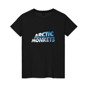 Женская футболка хлопок с принтом Arctic Monkeys ice в Петрозаводске, 100% хлопок | прямой крой, круглый вырез горловины, длина до линии бедер, слегка спущенное плечо | 