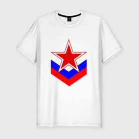 Мужская футболка премиум с принтом Россия вперёд! в Петрозаводске, 92% хлопок, 8% лайкра | приталенный силуэт, круглый вырез ворота, длина до линии бедра, короткий рукав | Тематика изображения на принте: 