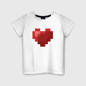 Детская футболка хлопок с принтом Heart в Петрозаводске, 100% хлопок | круглый вырез горловины, полуприлегающий силуэт, длина до линии бедер | Тематика изображения на принте: healthy | minecraft | любовь | майнкрафт