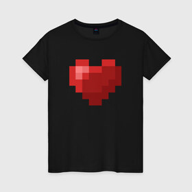 Женская футболка хлопок с принтом Heart в Петрозаводске, 100% хлопок | прямой крой, круглый вырез горловины, длина до линии бедер, слегка спущенное плечо | healthy | minecraft | любовь | майнкрафт