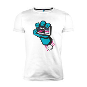 Мужская футболка премиум с принтом Джойстик в руке в Петрозаводске, 92% хлопок, 8% лайкра | приталенный силуэт, круглый вырез ворота, длина до линии бедра, короткий рукав | джостик | игры | карикатура | рука
