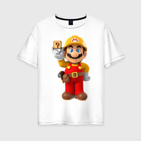 Женская футболка хлопок Oversize с принтом Super Mario в Петрозаводске, 100% хлопок | свободный крой, круглый ворот, спущенный рукав, длина до линии бедер
 | nintendo | марио | нинтендо