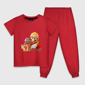 Детская пижама хлопок с принтом Super Mario в Петрозаводске, 100% хлопок |  брюки и футболка прямого кроя, без карманов, на брюках мягкая резинка на поясе и по низу штанин
 | Тематика изображения на принте: nintendo | марио | нинтендо