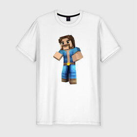 Мужская футболка премиум с принтом Чак Норрис (Minecraft) в Петрозаводске, 92% хлопок, 8% лайкра | приталенный силуэт, круглый вырез ворота, длина до линии бедра, короткий рукав | norris | майнкрафт