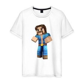 Мужская футболка хлопок с принтом Чак Норрис (Minecraft) в Петрозаводске, 100% хлопок | прямой крой, круглый вырез горловины, длина до линии бедер, слегка спущенное плечо. | Тематика изображения на принте: norris | майнкрафт