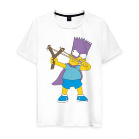 Мужская футболка хлопок с принтом Бартмен в Петрозаводске, 100% хлопок | прямой крой, круглый вырез горловины, длина до линии бедер, слегка спущенное плечо. | бартмен симпсоны simpsons bart
