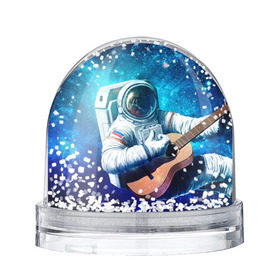 Снежный шар с принтом Космонавт с гитарой в Петрозаводске, Пластик | Изображение внутри шара печатается на глянцевой фотобумаге с двух сторон | гитара