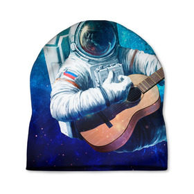 Шапка 3D с принтом Космонавт с гитарой в Петрозаводске, 100% полиэстер | универсальный размер, печать по всей поверхности изделия | гитара