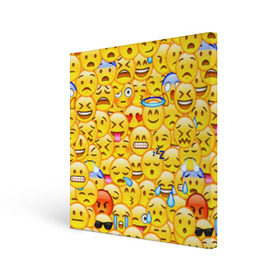 Холст квадратный с принтом Emoji в Петрозаводске, 100% ПВХ |  | emoji | смайлы | эмоджи