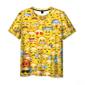Мужская футболка 3D с принтом Emoji в Петрозаводске, 100% полиэфир | прямой крой, круглый вырез горловины, длина до линии бедер | emoji | смайлы | эмоджи
