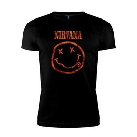 Мужская футболка премиум с принтом Nirvana fire в Петрозаводске, 92% хлопок, 8% лайкра | приталенный силуэт, круглый вырез ворота, длина до линии бедра, короткий рукав | cobain | kurt | nirvana | кобейн | курт | нирвана | рок
