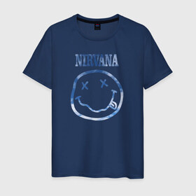 Мужская футболка хлопок с принтом Nirvana sky в Петрозаводске, 100% хлопок | прямой крой, круглый вырез горловины, длина до линии бедер, слегка спущенное плечо. | cobain | kurt | nirvana | кобейн | курт | нирвана