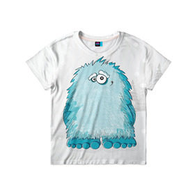 Детская футболка 3D с принтом Йети в Петрозаводске, 100% гипоаллергенный полиэфир | прямой крой, круглый вырез горловины, длина до линии бедер, чуть спущенное плечо, ткань немного тянется | yeti | ети | йети | монстр | монстрик | снежный человек | чудовище