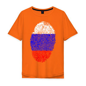 Мужская футболка хлопок Oversize с принтом Отпечаток Россия в Петрозаводске, 100% хлопок | свободный крой, круглый ворот, “спинка” длиннее передней части | лайк | отпечаток пальца | палец | россия | рука | триколор | флаг