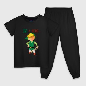 Детская пижама хлопок с принтом Link (The Legend of Zelda) в Петрозаводске, 100% хлопок |  брюки и футболка прямого кроя, без карманов, на брюках мягкая резинка на поясе и по низу штанин
 | the legend of zelda | wii | wiiu | игры