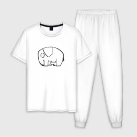 Мужская пижама хлопок с принтом самодостаточный слоник в Петрозаводске, 100% хлопок | брюки и футболка прямого кроя, без карманов, на брюках мягкая резинка на поясе и по низу штанин
 | слон