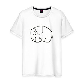 Мужская футболка хлопок с принтом самодостаточный слоник в Петрозаводске, 100% хлопок | прямой крой, круглый вырез горловины, длина до линии бедер, слегка спущенное плечо. | слон