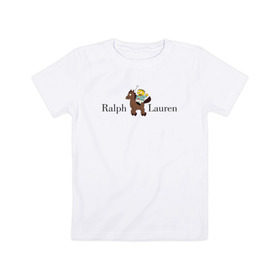 Детская футболка хлопок с принтом Ralph Wiggum Lauren в Петрозаводске, 100% хлопок | круглый вырез горловины, полуприлегающий силуэт, длина до линии бедер | 