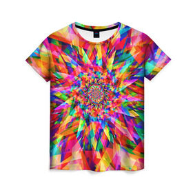 Женская футболка 3D с принтом Tie dye в Петрозаводске, 100% полиэфир ( синтетическое хлопкоподобное полотно) | прямой крой, круглый вырез горловины, длина до линии бедер | орнамент | узор