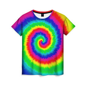 Женская футболка 3D с принтом Tie dye в Петрозаводске, 100% полиэфир ( синтетическое хлопкоподобное полотно) | прямой крой, круглый вырез горловины, длина до линии бедер | tie dye