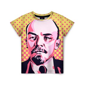 Детская футболка 3D с принтом Поп-арт. Ленин в Петрозаводске, 100% гипоаллергенный полиэфир | прямой крой, круглый вырез горловины, длина до линии бедер, чуть спущенное плечо, ткань немного тянется | lenin | ильич | ленин | поп арт | ретро | ссср | товарищ