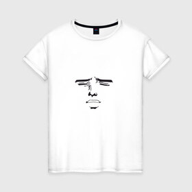 Женская футболка хлопок с принтом Аниме лицо в Петрозаводске, 100% хлопок | прямой крой, круглый вырез горловины, длина до линии бедер, слегка спущенное плечо | 