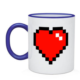 Кружка двухцветная с принтом Minecraft сердце в Петрозаводске, керамика | объем — 330 мл, диаметр — 80 мм. Цветная ручка и кайма сверху, в некоторых цветах — вся внутренняя часть | minecraft | minecraft сердцесердце | игра | майнкрафт.