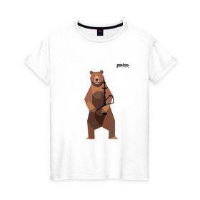 Женская футболка хлопок с принтом Медведь Plan B №2 (чёрный) в Петрозаводске, 100% хлопок | прямой крой, круглый вырез горловины, длина до линии бедер, слегка спущенное плечо | planb | кальян | медведь | на макете изображен бурый медведь с кальяном | планб