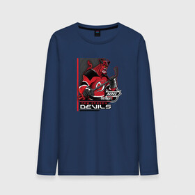 Мужской лонгслив хлопок с принтом New Jersey Devils в Петрозаводске, 100% хлопок |  | new jersey devils | nhl | спорт | хоккей