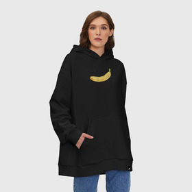 Худи SuperOversize хлопок с принтом Go Banana! в Петрозаводске, 70% хлопок, 30% полиэстер, мягкий начес внутри | карман-кенгуру, эластичная резинка на манжетах и по нижней кромке, двухслойный капюшон
 | 