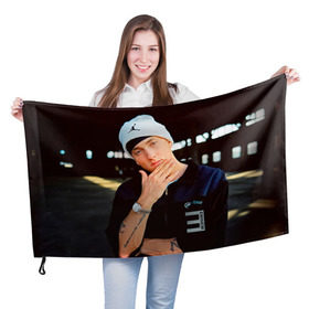 Флаг 3D с принтом Eminem в Петрозаводске, 100% полиэстер | плотность ткани — 95 г/м2, размер — 67 х 109 см. Принт наносится с одной стороны | eminem | music | rap | музыка | реп | эминем