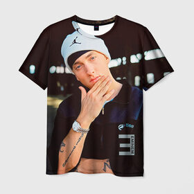 Мужская футболка 3D с принтом Eminem в Петрозаводске, 100% полиэфир | прямой крой, круглый вырез горловины, длина до линии бедер | eminem | music | rap | музыка | реп | эминем