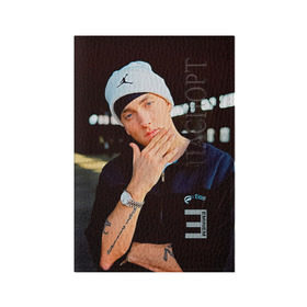 Обложка для паспорта матовая кожа с принтом Eminem в Петрозаводске, натуральная матовая кожа | размер 19,3 х 13,7 см; прозрачные пластиковые крепления | Тематика изображения на принте: eminem | music | rap | музыка | реп | эминем