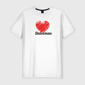Мужская футболка премиум с принтом Дагестан love в Петрозаводске, 92% хлопок, 8% лайкра | приталенный силуэт, круглый вырез ворота, длина до линии бедра, короткий рукав | i love | дагестан | мой край | северный кавказ