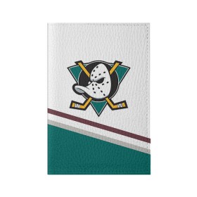 Обложка для паспорта матовая кожа с принтом Anaheim Ducks Selanne в Петрозаводске, натуральная матовая кожа | размер 19,3 х 13,7 см; прозрачные пластиковые крепления | anaheim ducks selanne | nhl | спорт | хоккей