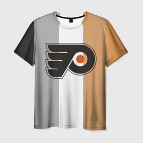 Мужская футболка 3D с принтом Philadelphia Flyers в Петрозаводске, 100% полиэфир | прямой крой, круглый вырез горловины, длина до линии бедер | nhl | philadelphia flyers | спорт | хоккей