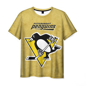 Мужская футболка 3D с принтом Pittsburgh Pinguins в Петрозаводске, 100% полиэфир | прямой крой, круглый вырез горловины, длина до линии бедер | nhl | pittsburgh pinguins | спорт | хоккей
