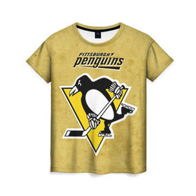 Женская футболка 3D с принтом Pittsburgh Pinguins в Петрозаводске, 100% полиэфир ( синтетическое хлопкоподобное полотно) | прямой крой, круглый вырез горловины, длина до линии бедер | nhl | pittsburgh pinguins | спорт | хоккей
