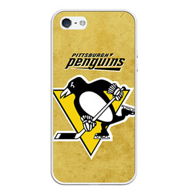 Чехол для iPhone 5/5S матовый с принтом Pittsburgh Pinguins в Петрозаводске, Силикон | Область печати: задняя сторона чехла, без боковых панелей | nhl | pittsburgh pinguins | спорт | хоккей