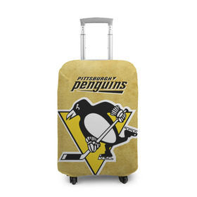 Чехол для чемодана 3D с принтом Pittsburgh Pinguins в Петрозаводске, 86% полиэфир, 14% спандекс | двустороннее нанесение принта, прорези для ручек и колес | nhl | pittsburgh pinguins | спорт | хоккей